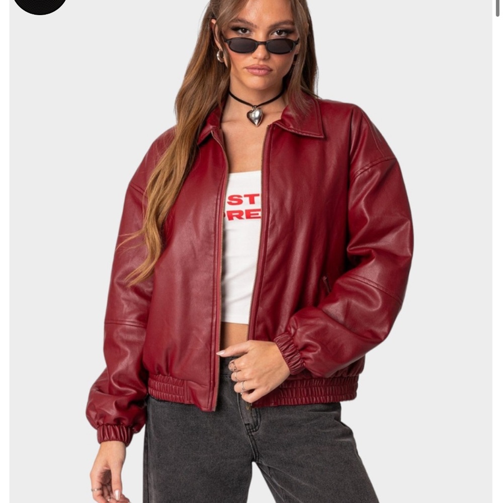 Edikted red leather jacket